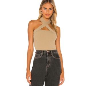 NBD Revolve Yvette Halter Top in Taupe